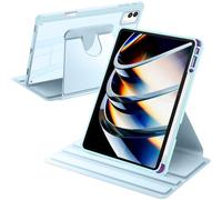 A-BEAUTY Funda Giratoria Compatible con con Tecno Megapad 11 Pulgadas 2025 Soporte para Bolígrafo, Rotación de 360° Respaldo Clara, Auto-Sueño/Estela, Azul Claro