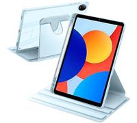 A-BEAUTY Funda Giratoria Compatible con con Xiaomi Redmi Pad SE 8.7 Pulgadas 4G 2024 con Soporte para Bolígrafo, Carcasa Soporte Rotación de 360 Grados, Auto-Sueño/Estela, Azul Claro
