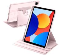 A-BEAUTY Funda Giratoria Compatible con con Xiaomi Redmi Pad SE 8.7 Pulgadas 4G 2024 con Soporte para Bolígrafo, Carcasa Soporte Rotación de 360 Grados, Auto-Sueño/Estela, Rosa