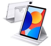 A-BEAUTY Funda Giratoria Compatible con con Xiaomi Redmi Pad SE 8.7 Pulgadas 4G 2024 con Soporte para Bolígrafo, Carcasa Soporte Rotación de 360 Grados, Auto-Sueño/Estela, Plata