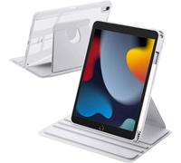 A-BEAUTY Funda Giratoria Compatible con iPad 9ª/8ª/7ª Generación 10.2 Pulgadas 2021/2020/2019/iPad Air 10.5 (3ª Gen 2019) / iPad Pro 10.5" 2017, con Auto-Sueño/Estela, Plata