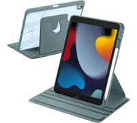 A-BEAUTY Funda Giratoria Compatible con iPad 9ª/8ª/7ª Generación 10.2 Pulgadas 2021/2020/2019/iPad Air 10.5 (3ª Gen 2019) / iPad Pro 10.5" 2017, con Auto-Sueño/Estela, Verde Oscuro