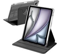 A-BEAUTY Funda Giratoria Compatible con iPad Air 11 Pulgadas M3/M2 (2025/2024), iPad Air 5/4 (10,9 Pulgadas, 2022/2020) con Portalápiz, Antichoque Carcasa Translúcida, Negro