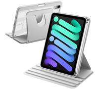 A-BEAUTY Funda Giratoria Compatible con iPad Mini 7 (A17 Pro, 2024, 7.ª Generación) / iPad Mini 6 (8.3 Pulgadas, 2021, 6ª Generación) con Auto-Sueño/Estela, Plata