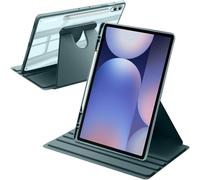 A-BEAUTY Funda Giratoria Compatible con Samsung Galaxy Tab S10+ 2024/Tab S9 FE+/S9+ 2023 12.4 Pulgadas con Soporte para S Pen, Carcasa Respaldo Clara, Auto-Sueño/Estela, Verde Oscuro