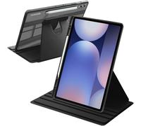 A-BEAUTY Funda Giratoria Compatible con Samsung Galaxy Tab S10+ 2024/Tab S9 FE+/S9+ 2023 12.4 Pulgadas con Soporte para S Pen, Carcasa Respaldo Clara, Auto-Sueño/Estela, Negro