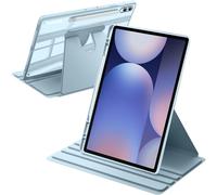 A-BEAUTY Funda Giratoria Compatible con Samsung Galaxy Tab S10+ 2024/Tab S9 FE+/S9+ 2023 12.4 Pulgadas con Soporte para S Pen, Carcasa Respaldo Clara, Auto-Sueño/Estela, Azul Claro