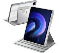A-BEAUTY Funda Giratoria Compatible con Xiaomi Pad 6/6 Pro 11 Pulgadas 2023 con Soporte para Bolígrafo, Rotación de 360° Respaldo Clara, Auto-Sueño/Estela, Plata