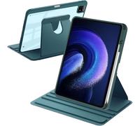 A-BEAUTY Funda Giratoria Compatible con Xiaomi Pad 6/6 Pro 11 Pulgadas 2023 con Soporte para Bolígrafo, Rotación de 360° Respaldo Clara, Auto-Sueño/Estela, Verde Oscuro