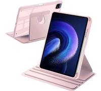A-BEAUTY Funda Giratoria Compatible con Xiaomi Pad 6/6 Pro 11 Pulgadas 2023 con Soporte para Bolígrafo, Rotación de 360° Respaldo Clara, Auto-Sueño/Estela, Rosa