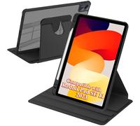 A-BEAUTY Funda Giratoria Compatible con Xiaomi Redmi Pad SE 11 Pulgadas 2023 con Soporte para Bolígrafo, Rotación de 360° Respaldo Clara, Auto-Sueño/Estela, Negro