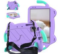 A-BEAUTY Funda Niños Compatible con Honor Pad X8a 11 Pulgadas 2024, Carcasa Protectora de EVA a Prueba de Golpes con Soporte, Correa para el Hombro, Verde Púrpura