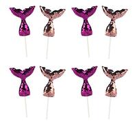 A Beistle Creation Beistle 60851 Sequined Mermaid Tail Picks 60851-Púas de Cola de Sirena con Lentejuelas, 8 Piezas, Tela, Rosa/Morado
