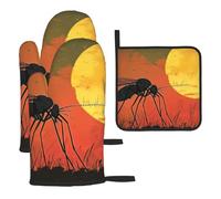 A Big Mosquito Under The Setting Sun - Guantes de cocina coloridos resistentes al calor, almohadillas calientes, lindas cosas de panadero, regalos de cocina para amantes de la cocina, cocineros y mamá