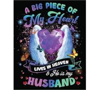 A Big Piece of My Heart Lives in Heaven & He is My Husband | Gran idea de regalo | Calcomanías adhesivas, paquete de 2 pegatinas de 5 pulgadas | S10344