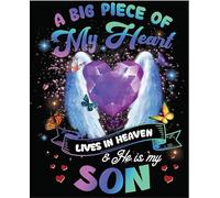 A Big Piece of My Heart Lives in Heaven & He is My Son |Gran idea de regalo|Calcomanías adhesivas|Paquete de 2 pegatinas de 5 pulgadas|S10347