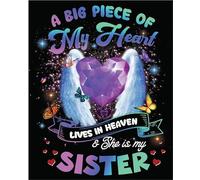 A Big Piece of My Heart Lives in Heaven & She is My Sister | Gran idea de regalo | Calcomanías adhesivas, paquete de 2 pegatinas de 5 pulgadas | S10346