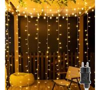 A.bigwhale Cortina Luces Exterior con Enchufe, LED Luces Navidad Guirnaldas luminosas 3x2m, 8 Modos Luz de Cascada para Interior Exterior Decorado de Pared Ventana Boda Festa Cumpleaños Balcon Jardín