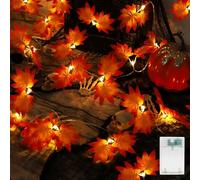 A.bigwhale Guirnalda decorativa otoño, Guirnaldas 20 luces LED Temporizador, Cadena de Luces con Hojas Luminosas, Guirnalda de Luces a Pilas para Fiestas, Bodas, Acción Gracias, Halloween Decoración