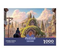 A Black Cat Dressed in Red and Blue 1000 Piezas Corte Preciso Rompecabezas Hobbit-Style House Divertido Jigsaw Educativo Amigos 52x38cm/1000pcs