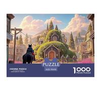 A Black Cat Dressed in Red and Blue 1000 Pzas Papel Premium Rompecabezas Hobbit-Style House Desafiante Jigsaw Educativo Adultos 70x50cm/1000pcs