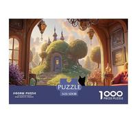 A Black Cat Sits on The Red Sofa 1000 Pièces Rompecabezas Pastel Cats & Hobbit View Desafiante Y Educativo para Adultos Juego De Desafío Difícil 52x38cm/1000pcs