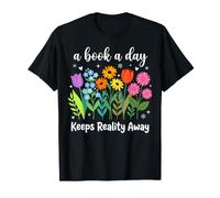 A Book A Day Keeps Reality Away Floral Librarian Bookish Camiseta