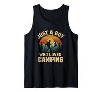 A Boy Who Loves Camping Retro Vintage Nature Hiker Hombres Niños Camiseta sin Mangas
