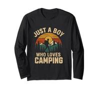 A Boy Who Loves Camping Retro Vintage Nature Hiker Hombres Niños Manga Larga