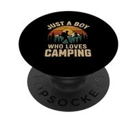 A Boy Who Loves Camping Retro Vintage Nature Hiker Hombres Niños PopSockets PopGrip Adhesivo
