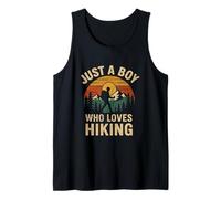 A Boy Who Loves Hiking Retro Vintage Nature Camper Hombres Niños Camiseta sin Mangas