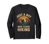 A Boy Who Loves Hiking Retro Vintage Nature Camper Hombres Niños Manga Larga