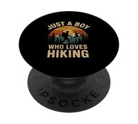 A Boy Who Loves Hiking Retro Vintage Nature Camper Hombres Niños PopSockets PopGrip Adhesivo