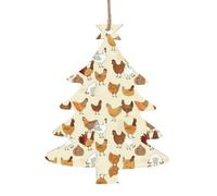 A Brood Of Chickens - Adornos de madera para árbol de Navidad, colgante con cuerda, Año Nuevo, fiesta de vacaciones