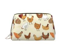 A Brood of Chickens - Bolsa de maquillaje de piel para cosméticos, organizador de viaje