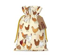 A Brood of Chickens - Bolsas de Navidad estampadas con cordones, bolsas de regalo de Navidad, bolsas de recuerdos de fiesta, S