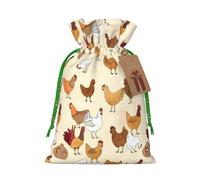 A Brood of Chickens - Bolsas de Navidad estampadas con cordones, bolsas de regalo de Navidad, bolsas de recuerdos de fiesta, M