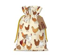 A Brood of Chickens - Bolsas de Navidad estampadas con cordones, bolsas de regalo de Navidad, bolsas de recuerdos de fiesta, S