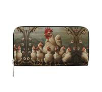A Brood of Chickens - Cartera larga con estampado de gallinas para mujer, bolso de mano de gran capacidad con bolsillo con cremallera