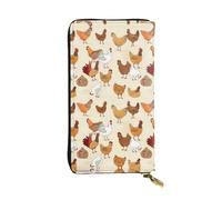 A Brood of Chickens - Cartera larga de piel con estampado de gallinas para mujer, a la moda, con múltiples ranuras para tarjetas, bolsillo para monedas, color negro, talla única