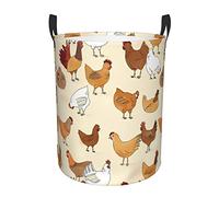 A Brood Of Chickens - Cesta de lavandería impermeable circular con asas para oficina, dormitorio, ropa, juguetes