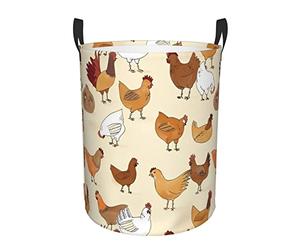 A Brood Of Chickens - Cesta de lavandería impermeable circular con asas para oficina, dormitorio, ropa, juguetes