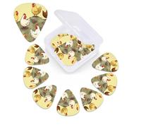 A Brood of Chickens - Juego de 12 púas de celuloide de diferentes grosores para guitarra con caja de almacenamiento de púas de guitarra, púa de guitarra personalizada para púas de guitarra acústica