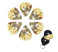 A Brood of Chickens - Juego de 6 púas de celuloide de diferentes grosores con soporte para púas de guitarra, púas de guitarra personalizadas para guitarra acústica, guitarra eléctrica, bajo, ukelele