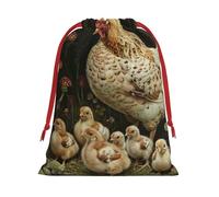 A Brood Of Chickens Print - Bolsas de regalo de varios tamaños, bolsas de regalo con cordón para mujeres, Navidad, cumpleaños, reutilizables