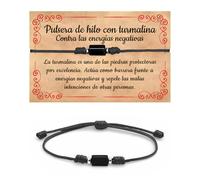 A BUENOS PRECIOS - Pulsera de Hilo Negro con Turmalina Negra Cilíndrica para Mujer y Hombre - Amuleto contra Mal de Ojo - Sanación y Curación Energía Negativa - Pulseras Ajustables