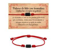 A BUENOS PRECIOS - Pulsera de Turmalina con Hilo Rojo o Negro para Mujer y Hombre - Amuleto contra Mal de Ojo - Sanación y Curación Energía Negativa - Pulseras Ajustables - 1 Roja