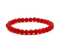 A BUENOS PRECIOS - Pulsera elástica de bolas calcedonia - Cuentas de piedras naturales semipreciosas de 6 mm para mujeres hombres niños unisex - Cristales cuarzo curativo (Calcedonia roja)