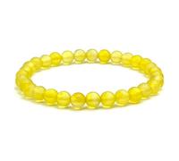 A BUENOS PRECIOS - Pulsera elástica de bolas calcedonia - Cuentas de piedras naturales semipreciosas de 6 mm para mujeres hombres niños unisex - Cristales cuarzo curativo (Calcedonia amarilla)