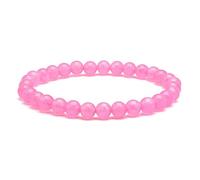 A BUENOS PRECIOS - Pulsera elástica de bolas calcedonia - Cuentas de piedras naturales semipreciosas de 6 mm para mujeres hombres niños unisex - Cristales cuarzo curativo (Calcedonia rosa)